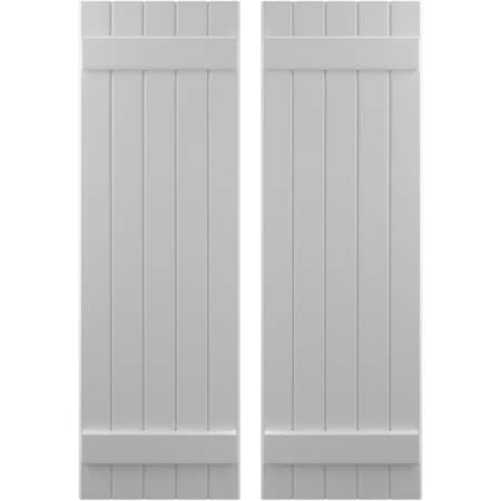 Americraft 5-Board (2 Batten) Exterior Real Wood Joined Board-n-Batten Shutters, ARW101BB518X45PRH